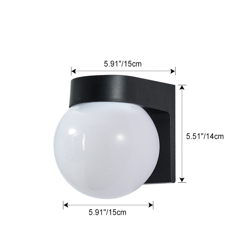 Wasserdichte, kugelförmige Wandleuchte aus Polycarbonat-Acryl mit einem Licht für die Terrasse