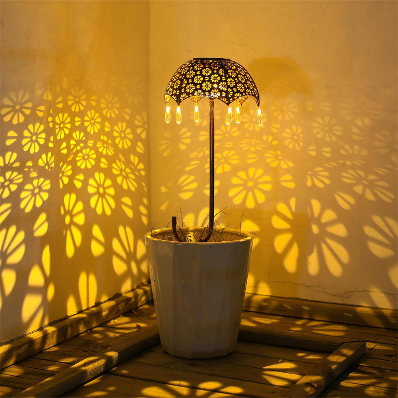 Moderne Art Deco Solar wasserdichte Regenschirm Eisen LED Erdstecker Außenleuchte für Garten | Brehn