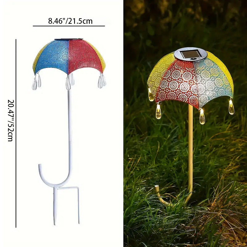 Moderne Art Deco Solar wasserdichte Regenschirm Eisen LED Erdstecker Außenleuchte für Garten | Brehn