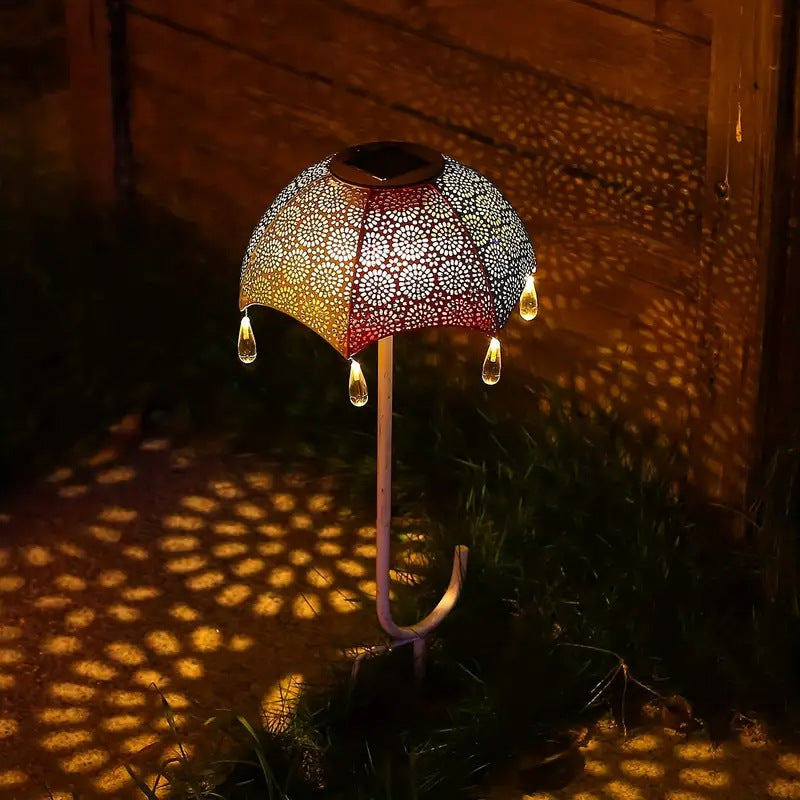 Moderne Art Deco Solar wasserdichte Regenschirm Eisen LED Erdstecker Außenleuchte für Garten | Brehn