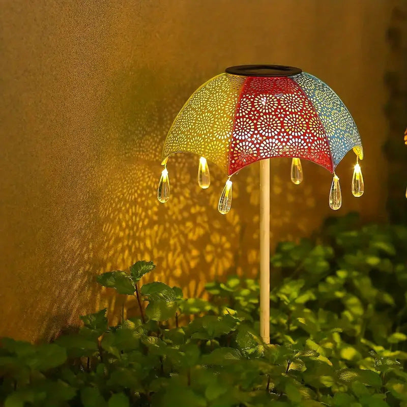 Moderne Art Deco Solar wasserdichte Regenschirm Eisen LED Erdstecker Außenleuchte für Garten | Brehn