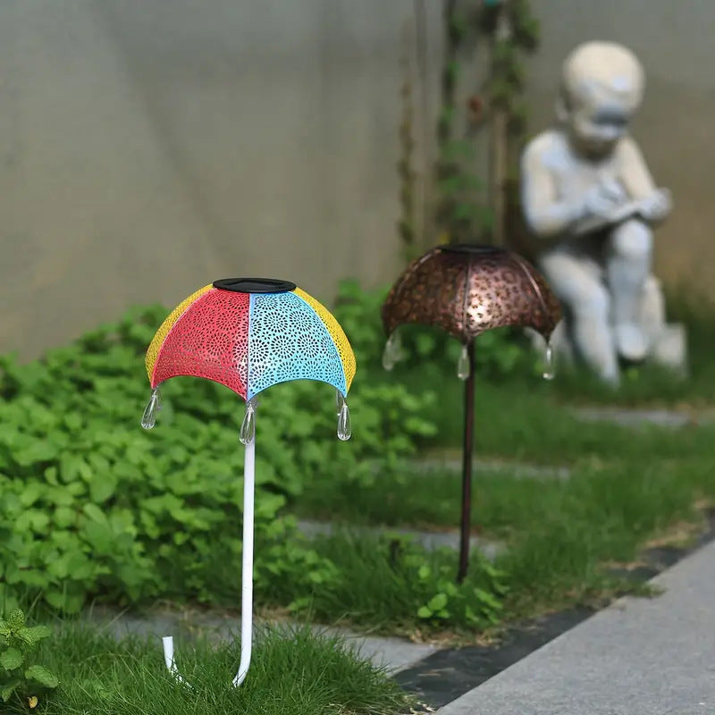 Moderne Art Deco Solar wasserdichte Regenschirm Eisen LED Erdstecker Außenleuchte für Garten | Brehn