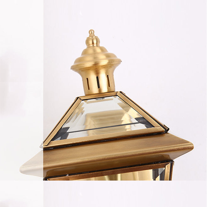 Traditioneller europäischer Quadrant Kerzenhalter Kupferrahmen Glas-schirm 1-Lampe Wandleuchte für Garten | Brehn