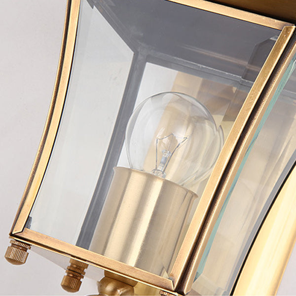 Traditioneller europäischer Quadrant Kerzenhalter Kupferrahmen Glas-schirm 1-Lampe Wandleuchte für Garten | Brehn