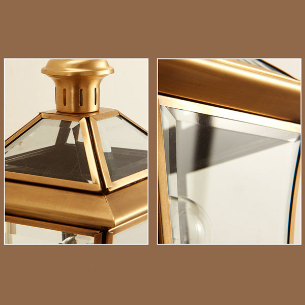 Traditioneller europäischer Quadrant Kerzenhalter Kupferrahmen Glas-schirm 1-Lampe Wandleuchte für Garten | Brehn