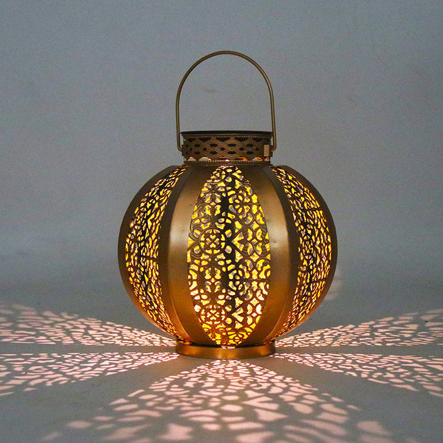 Moderne Art Deco Solar Wasserdichte Sechseckige Runde Laterne Eisen LED Außenlicht Für Garten | Brehn