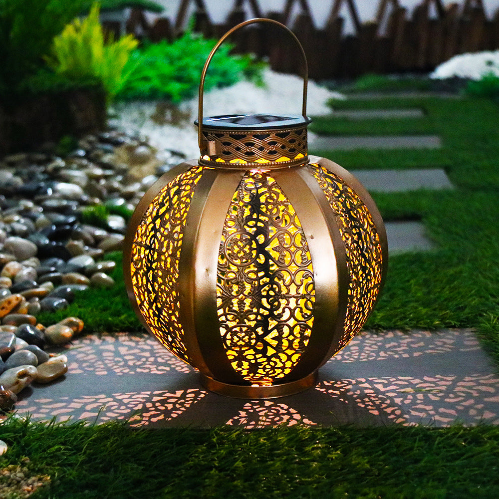 Moderne Art Deco Solar Wasserdichte Sechseckige Runde Laterne Eisen LED Außenlicht Für Garten | Brehn