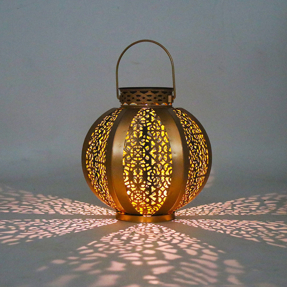 Moderne Art Deco Solar Wasserdichte Sechseckige Runde Laterne Eisen LED Außenlicht Für Garten | Brehn