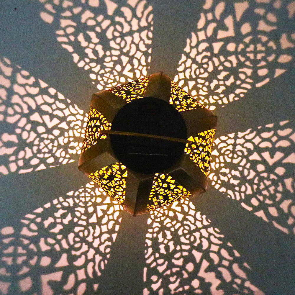 Moderne Art Deco Solar Wasserdichte Sechseckige Runde Laterne Eisen LED Außenlicht Für Garten | Brehn
