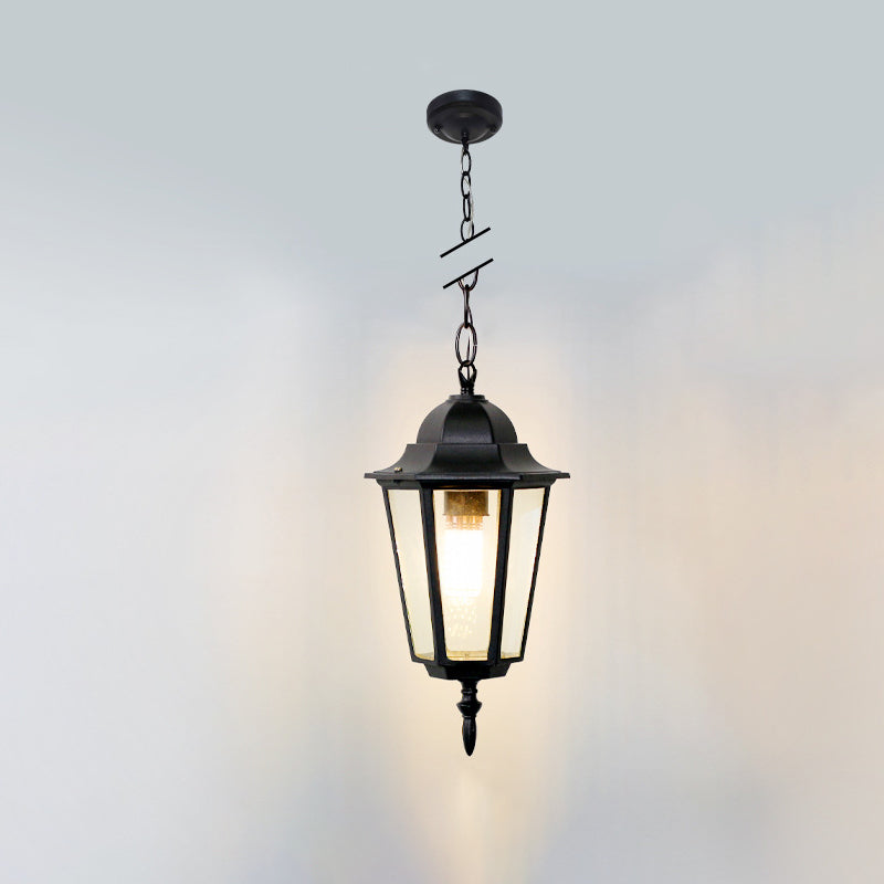 Traditionelle Vintage Wasserdichte Hexagonale Aluminium Acryl 1-Licht Pendelleuchte Für Außenpatio | Brehn