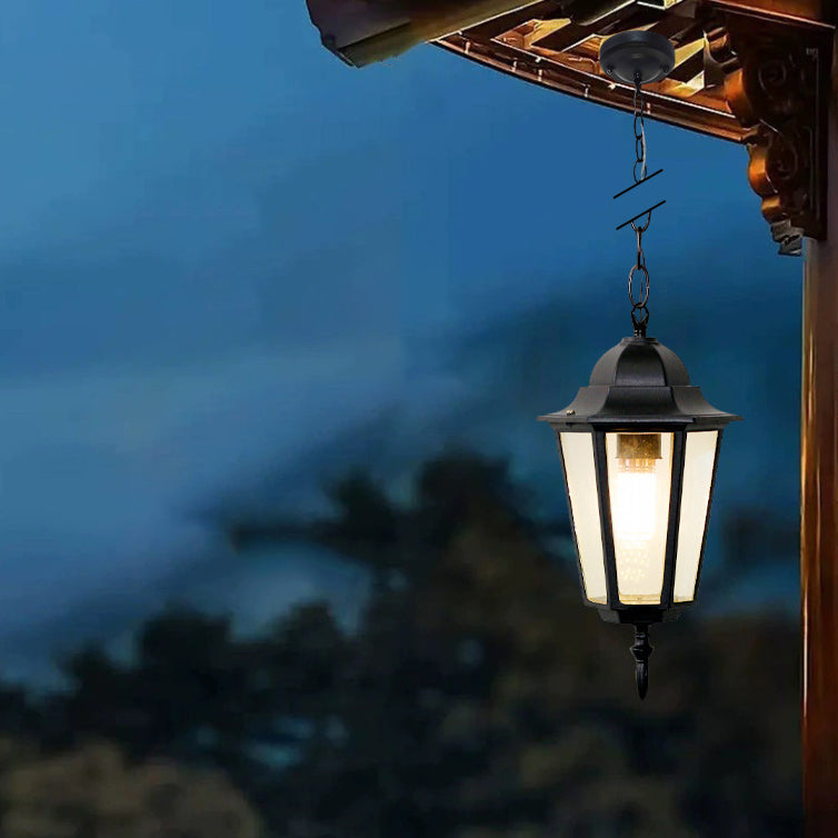 Traditionelle Vintage Wasserdichte Hexagonale Aluminium Acryl 1-Licht Pendelleuchte Für Außenpatio | Brehn