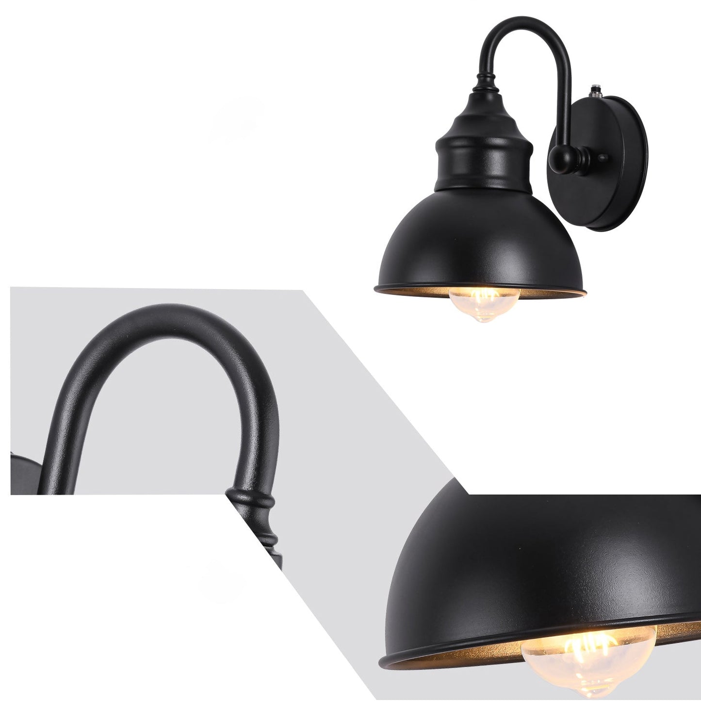 Moderner Minimalistischer Outdoor Wasserdichter Runder Gebogener Pfosten Eisen Schattierung 1-Licht Wandleuchte Lampe Für Garten | Brehn