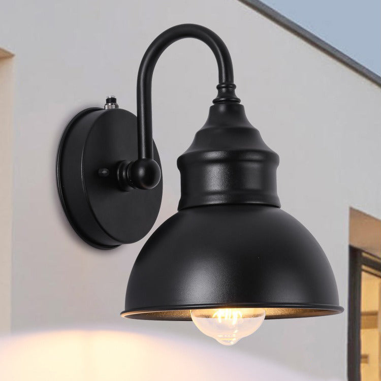 Moderner Minimalistischer Outdoor Wasserdichter Runder Gebogener Pfosten Eisen Schattierung 1-Licht Wandleuchte Lampe Für Garten | Brehn