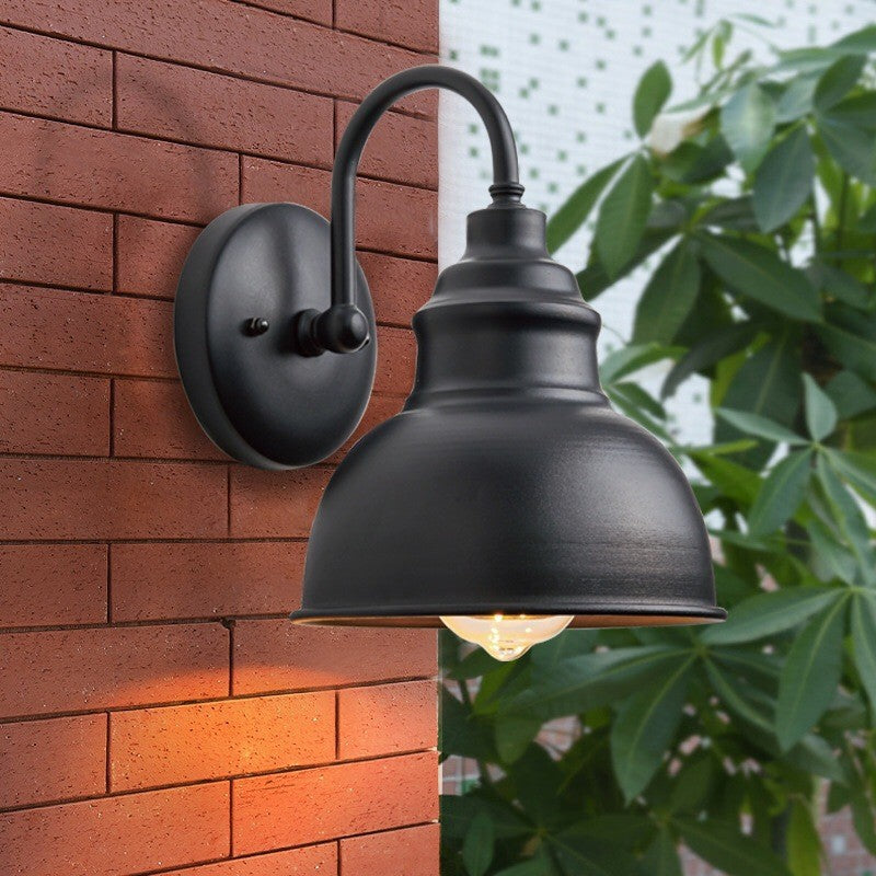 Moderner Minimalistischer Outdoor Wasserdichter Runder Gebogener Pfosten Eisen Schattierung 1-Licht Wandleuchte Lampe Für Garten | Brehn