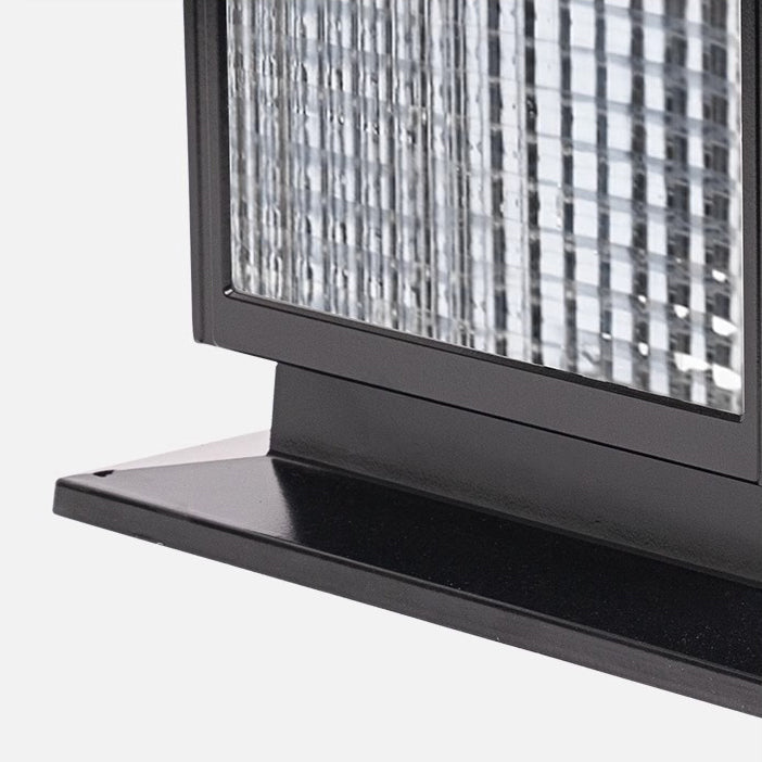 Moderner minimalistischer solarbetriebener wasserdichter rechteckiger Diamantstreifen-Glas-Schirm Aluminiumrahmen LED-Pfostenkopflicht für den Garten | Brehn