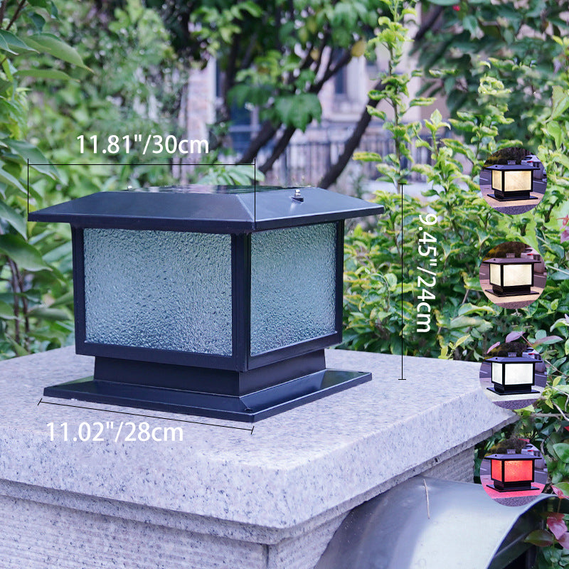Moderner minimalistischer solarbetriebener wasserdichter rechteckiger Diamantstreifen-Glas-Schirm Aluminiumrahmen LED-Pfostenkopflicht für den Garten | Brehn