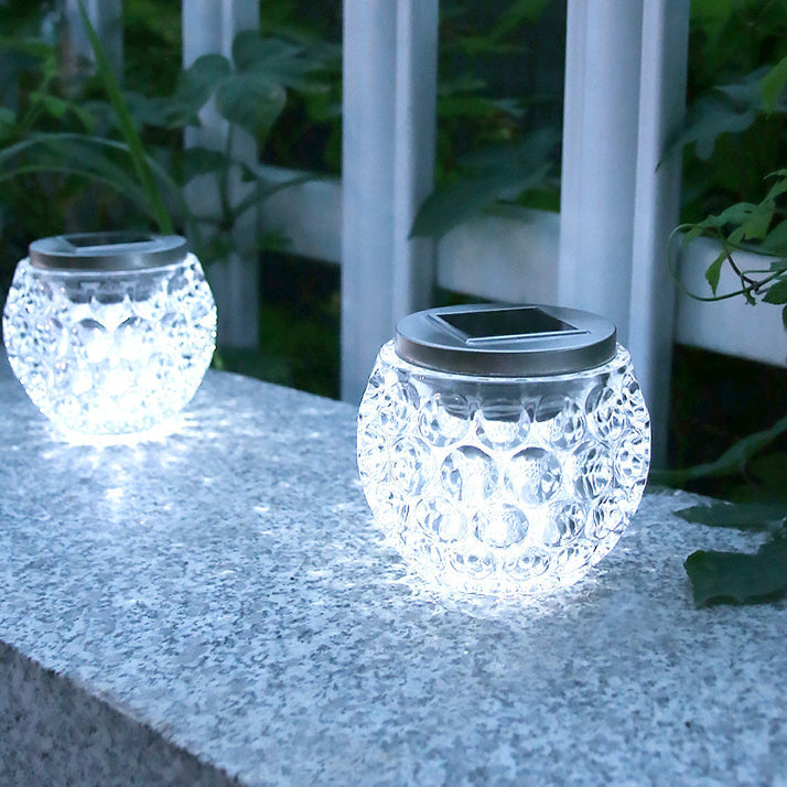Moderne Art Deco Solar Glass Jar Voller Sterne ABS Edelstahl LED Außenlichter Für Garten | Brehn