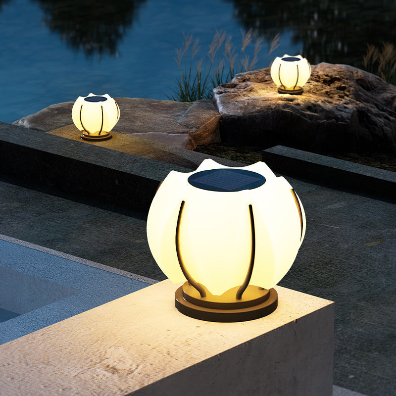 Zeitgenössische kreative Blumen Eisen Plastik LED Pfosten Kopf Licht für Garten | Brehn