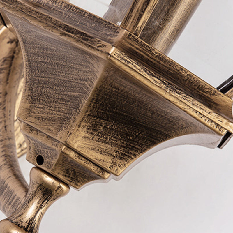 Zeitgenössische Retro Wasserdichte Sechseckige Käfig Aluminium Mattiertes Klarglas 1-Licht Wandlampe Für Außenpatio | Brehn