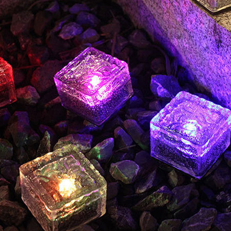 Modern Minimalist Solar Waterproof ABS Clear Glass Ice Cube Brick LED Outdoor Landscape Light Für Garten | Brehn