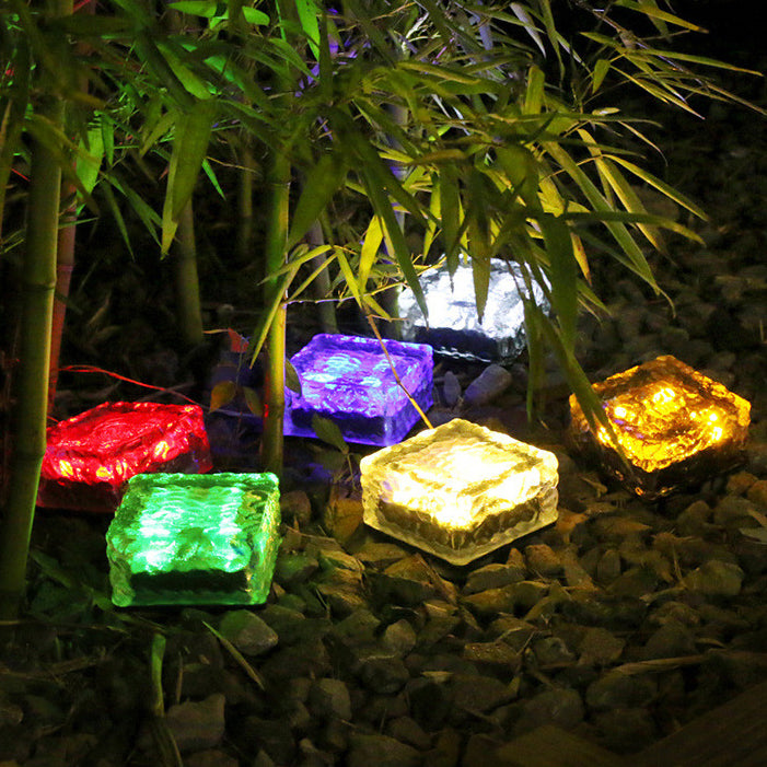 Modern Minimalist Solar Waterproof ABS Clear Glass Ice Cube Brick LED Outdoor Landscape Light Für Garten | Brehn