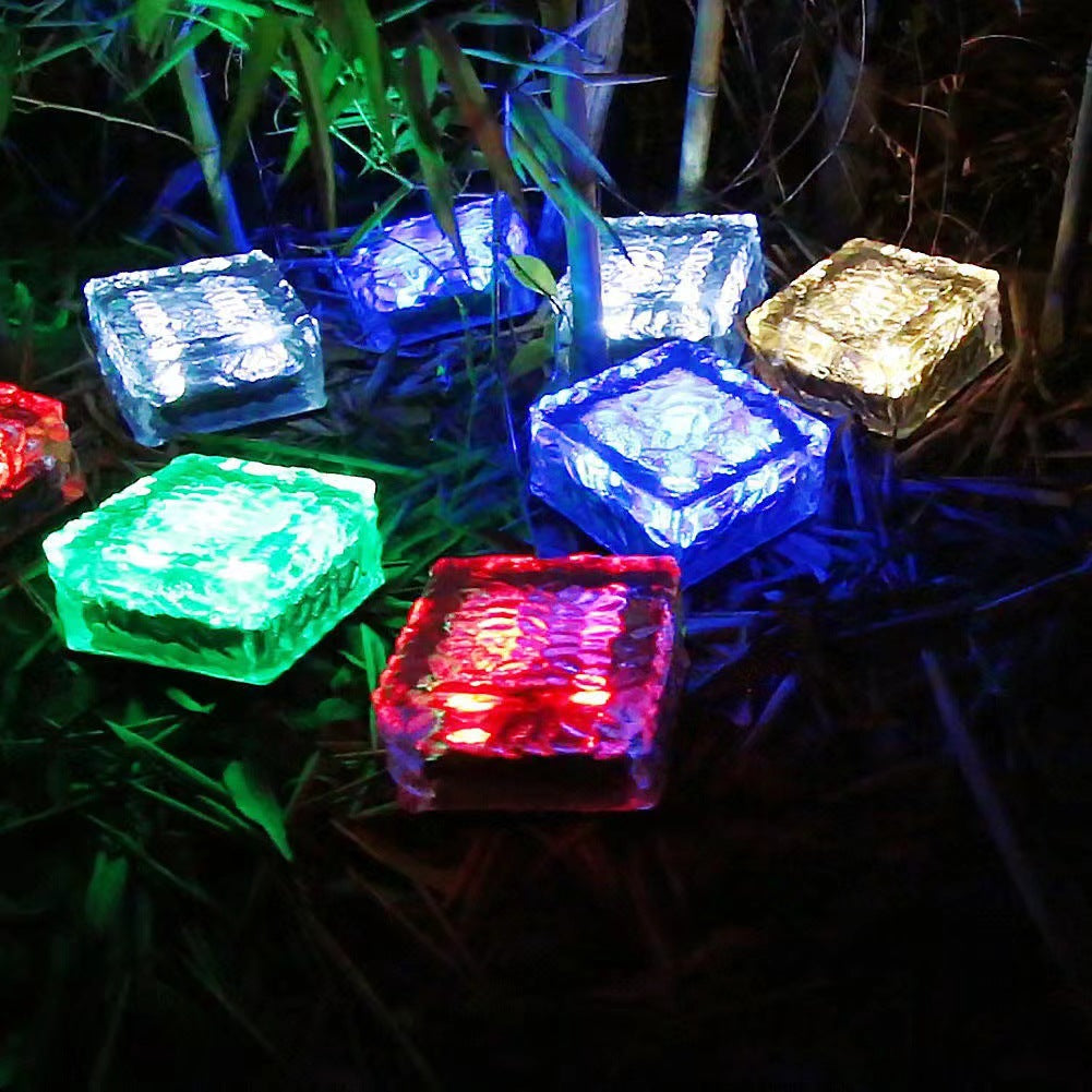 Modern Minimalist Solar Waterproof ABS Clear Glass Ice Cube Brick LED Outdoor Landscape Light Für Garten | Brehn