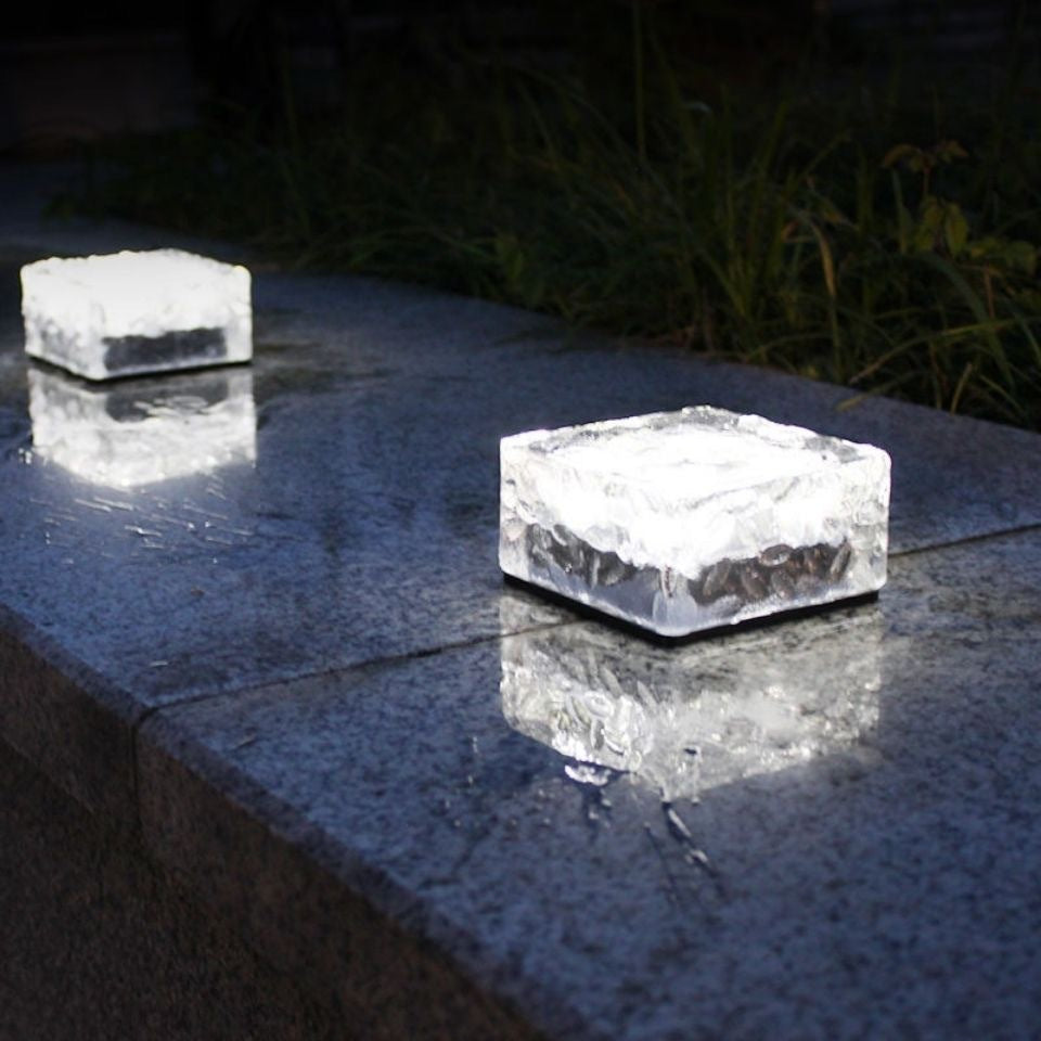 Modern Minimalist Solar Waterproof ABS Clear Glass Ice Cube Brick LED Outdoor Landscape Light Für Garten | Brehn