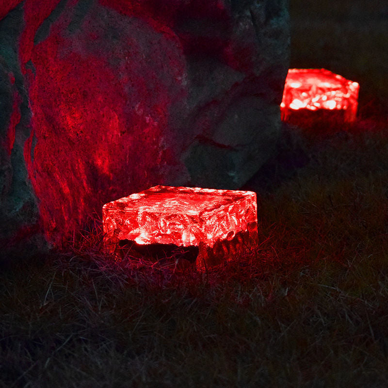 Modern Minimalist Solar Waterproof ABS Clear Glass Ice Cube Brick LED Outdoor Landscape Light Für Garten | Brehn