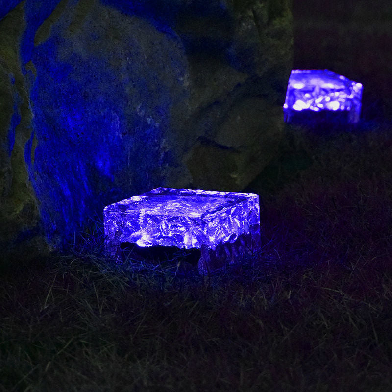Modern Minimalist Solar Waterproof ABS Clear Glass Ice Cube Brick LED Outdoor Landscape Light Für Garten | Brehn