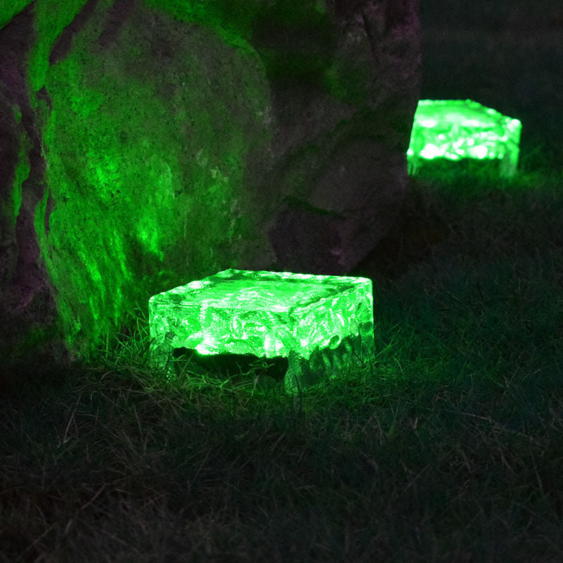 Modern Minimalist Solar Waterproof ABS Clear Glass Ice Cube Brick LED Outdoor Landscape Light Für Garten | Brehn