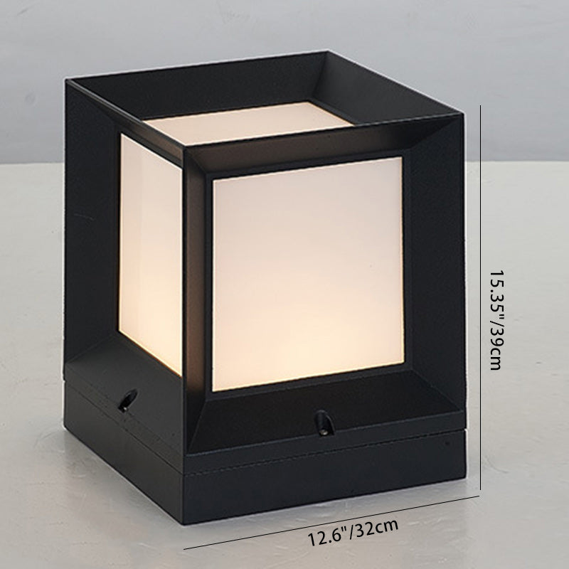 Moderner minimalistischer wasserdichter quadratischer Aluminium-Acryl 1-Licht Außenpfostenleuchte für den Garten | Brehn