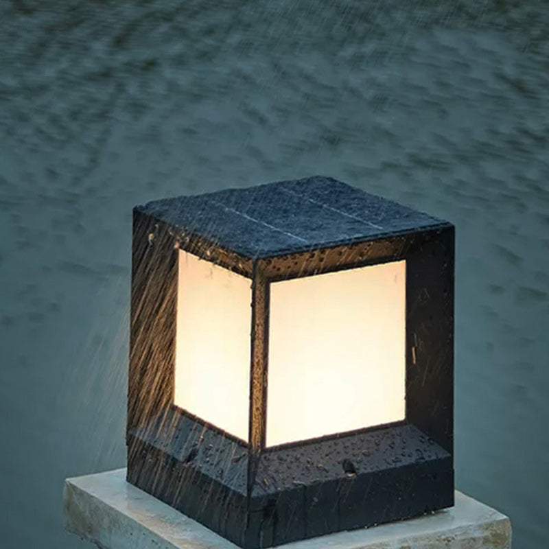 Moderner Minimalistischer Solar-Wasserdichter Quadratförmiger Aluminium-Acryl-LED-Außen-Straßenlaterne Für Garten | Brehn
