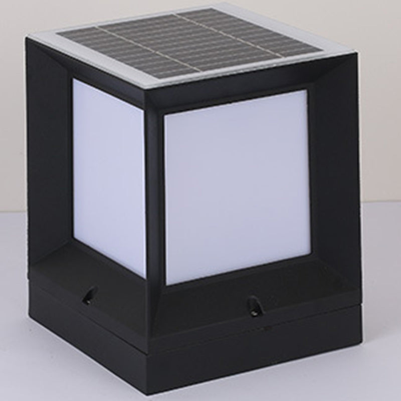Moderner Minimalistischer Solar-Wasserdichter Quadratförmiger Aluminium-Acryl-LED-Außen-Straßenlaterne Für Garten | Brehn