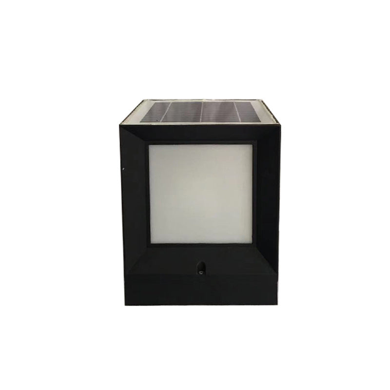 Moderner Minimalistischer Solar-Wasserdichter Quadratförmiger Aluminium-Acryl-LED-Außen-Straßenlaterne Für Garten | Brehn