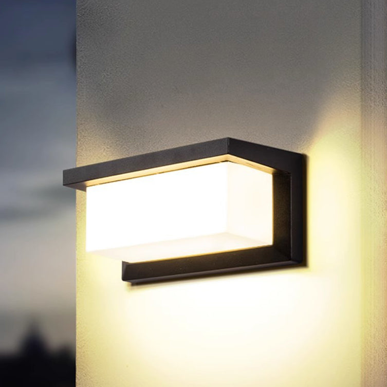 Moderner minimalistischer rechteckiger wasserdichter Aluminium-LED-Wandleuchtenlampe für den Außenbereich | Brehn