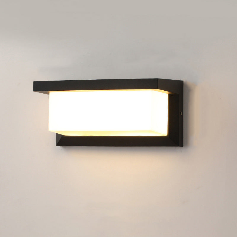 Moderner minimalistischer rechteckiger wasserdichter Aluminium-LED-Wandleuchtenlampe für den Außenbereich | Brehn