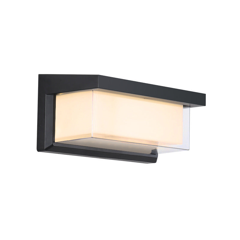 Moderner minimalistischer rechteckiger wasserdichter Aluminium-LED-Wandleuchtenlampe für den Außenbereich | Brehn