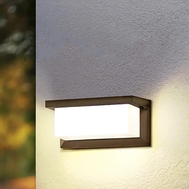 Moderner minimalistischer rechteckiger wasserdichter Aluminium-LED-Wandleuchtenlampe für den Außenbereich | Brehn
