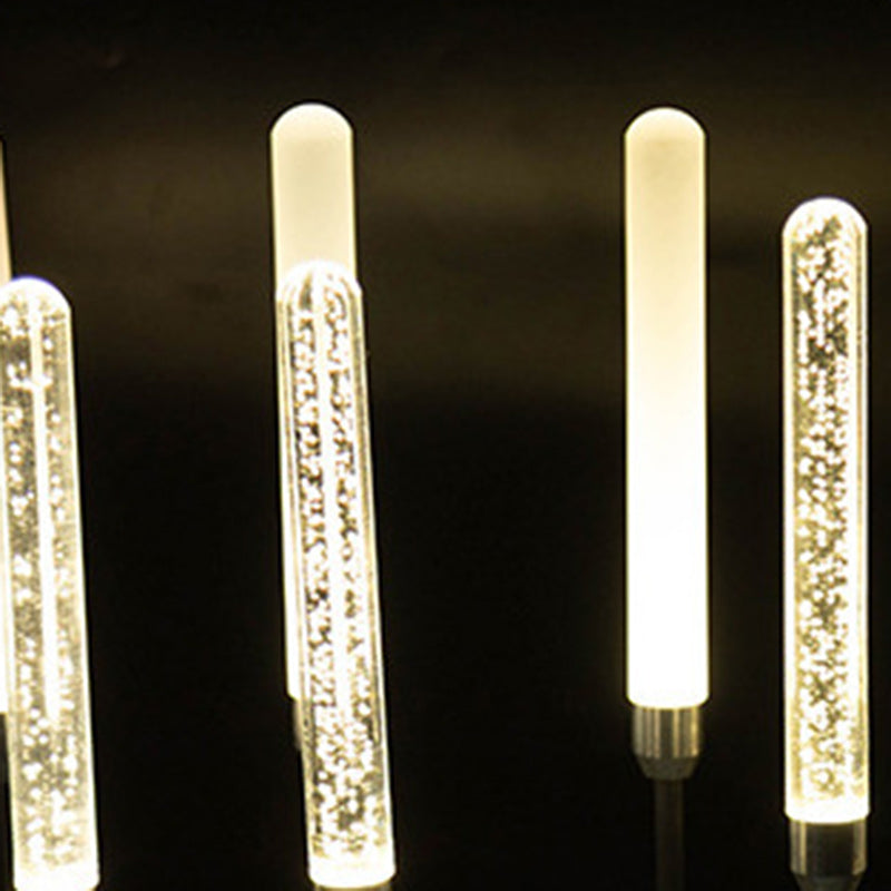 Zeitgenössische skandinavische wasserdichte zylindrische ovale Schilfrohrblasen Edelstahl Acryl LED Outdoor Rasen Landschaftslampe für Außenpatio | Brehn