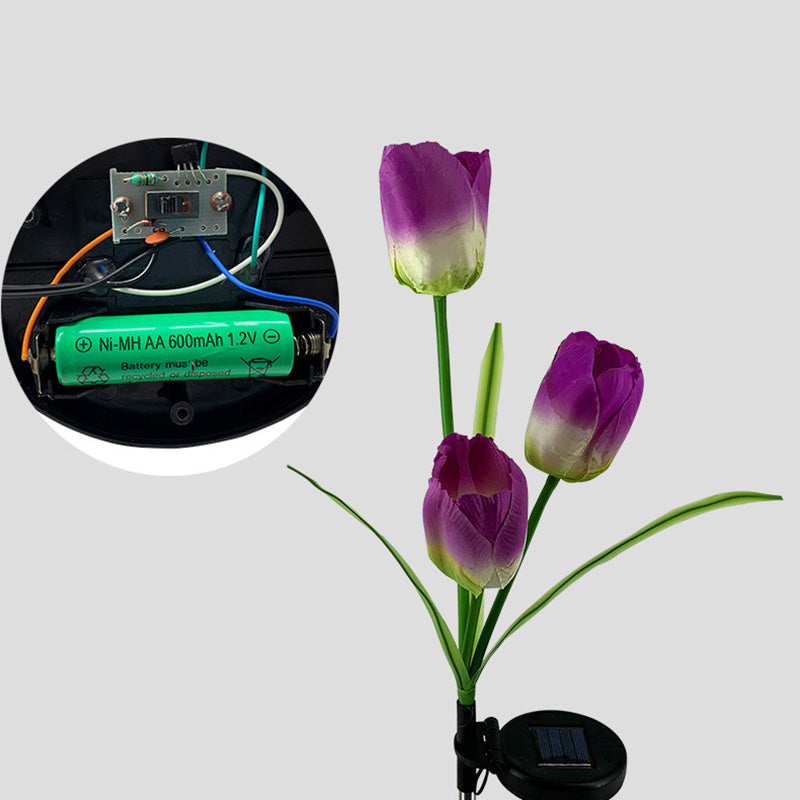 Zeitgenössische kreative Solar-Wasserdichte Kunst-Tulpen Edelstahl ABS Stoff LED Erdstecker Rasen Landschaft Lampe für Außenpatio | Brehn