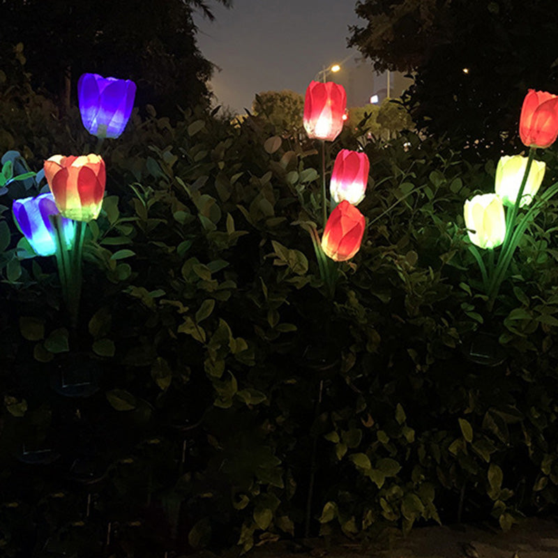 Zeitgenössische kreative Solar-Wasserdichte Kunst-Tulpen Edelstahl ABS Stoff LED Erdstecker Rasen Landschaft Lampe für Außenpatio | Brehn
