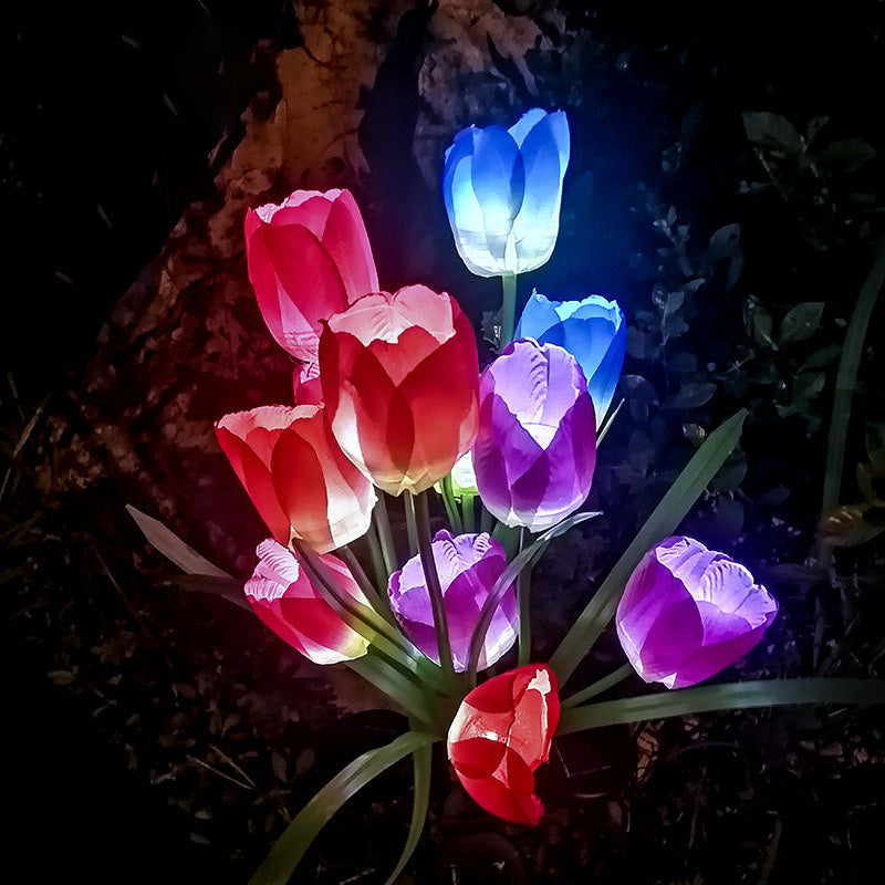 Zeitgenössische kreative Solar-Wasserdichte Kunst-Tulpen Edelstahl ABS Stoff LED Erdstecker Rasen Landschaft Lampe für Außenpatio | Brehn