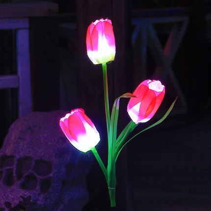 Zeitgenössische kreative Solar-Wasserdichte Kunst-Tulpen Edelstahl ABS Stoff LED Erdstecker Rasen Landschaft Lampe für Außenpatio | Brehn