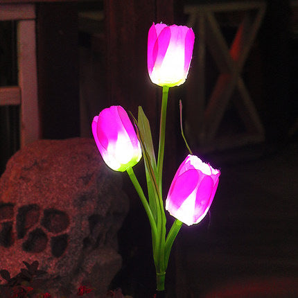 Zeitgenössische kreative Solar-Wasserdichte Kunst-Tulpen Edelstahl ABS Stoff LED Erdstecker Rasen Landschaft Lampe für Außenpatio | Brehn