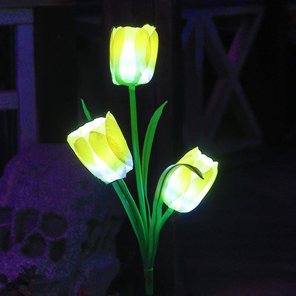 Zeitgenössische kreative Solar-Wasserdichte Kunst-Tulpen Edelstahl ABS Stoff LED Erdstecker Rasen Landschaft Lampe für Außenpatio | Brehn