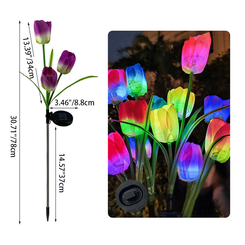Zeitgenössische kreative Solar-Wasserdichte Kunst-Tulpen Edelstahl ABS Stoff LED Erdstecker Rasen Landschaft Lampe für Außenpatio | Brehn