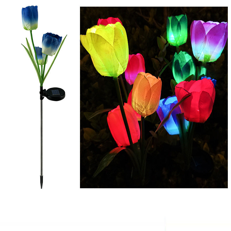 Zeitgenössische kreative Solar-Wasserdichte Kunst-Tulpen Edelstahl ABS Stoff LED Erdstecker Rasen Landschaft Lampe für Außenpatio | Brehn