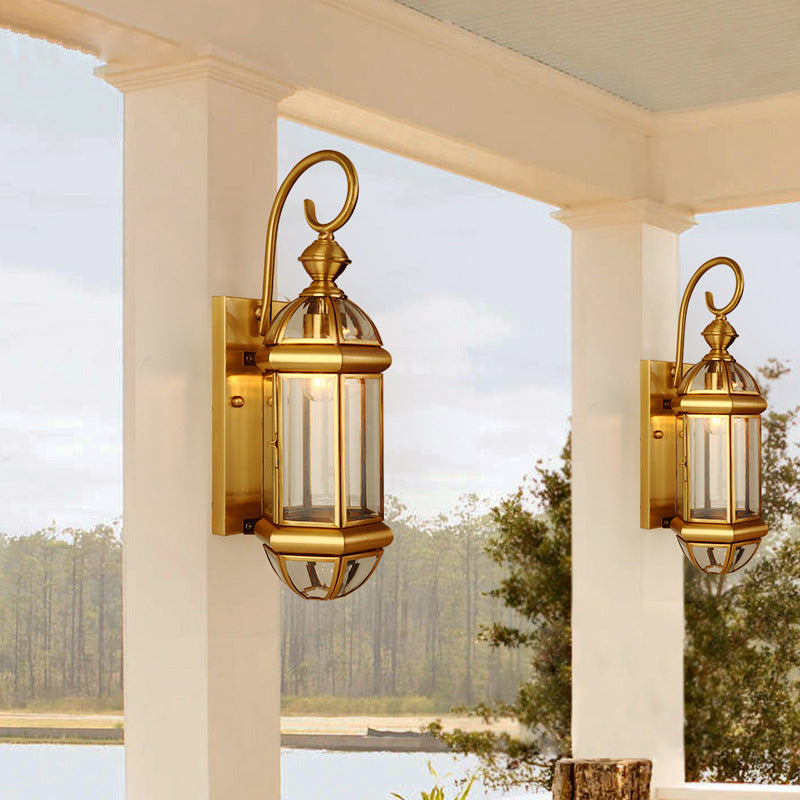 Moderne Luxus Wasserdichte Zylinder Rechteck Halbrund Kupfer Glas 1/3/6 Licht Wandleuchte Lampe Für Garten | Brehn