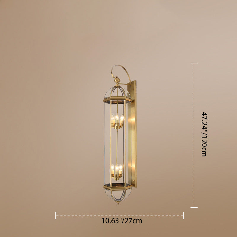 Moderne Luxus Wasserdichte Zylinder Rechteck Halbrund Kupfer Glas 1/3/6 Licht Wandleuchte Lampe Für Garten | Brehn