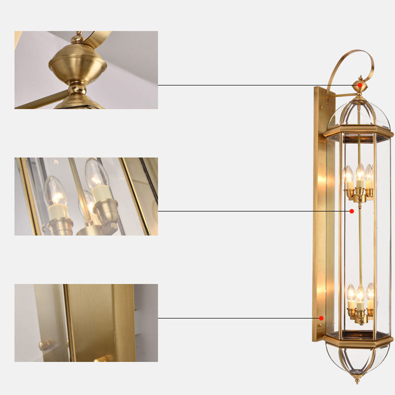 Moderne Luxus Wasserdichte Zylinder Rechteck Halbrund Kupfer Glas 1/3/6 Licht Wandleuchte Lampe Für Garten | Brehn